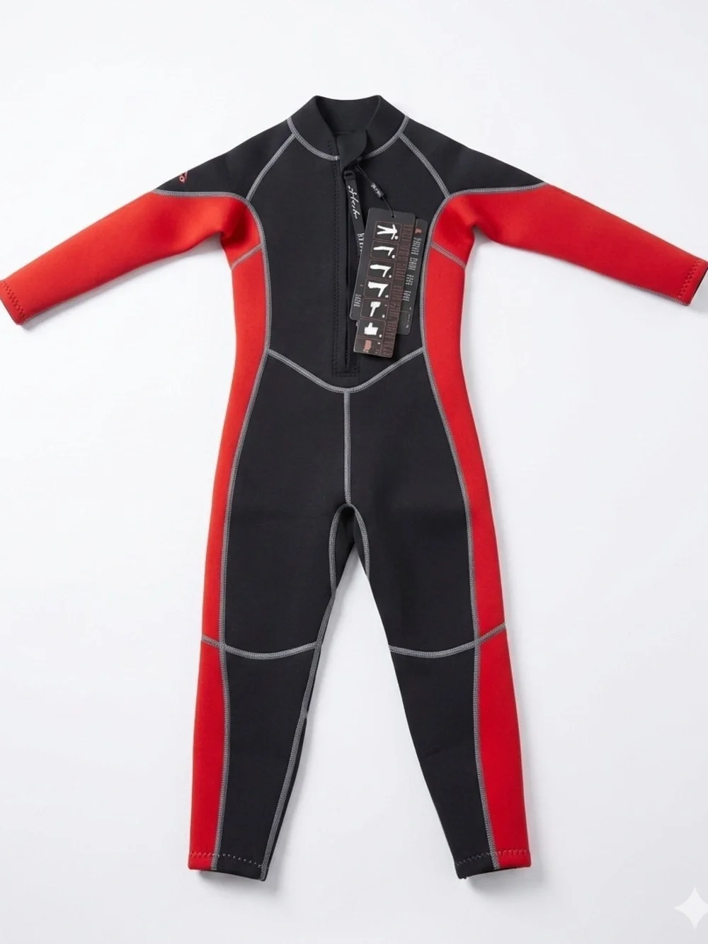NWT Hevto Guardian Youth Black Red Full Wetsuit Size 4 Kids Surf Swim